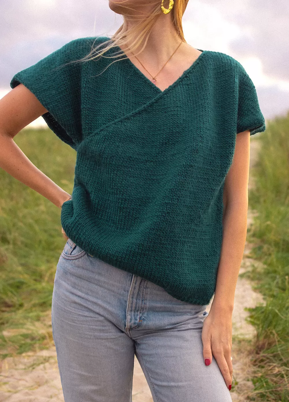 Store We Are Knitters Celestial Vest Kit MeriwoolForestGreen