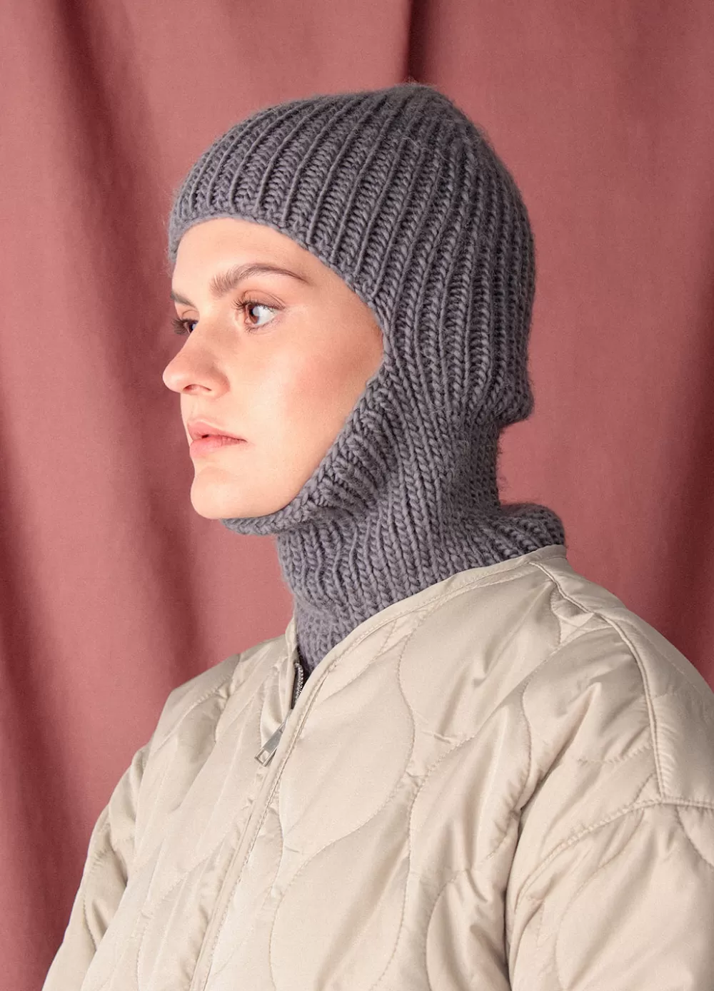 New We Are Knitters Ester Balaclava Kit PetiteWoolGrey