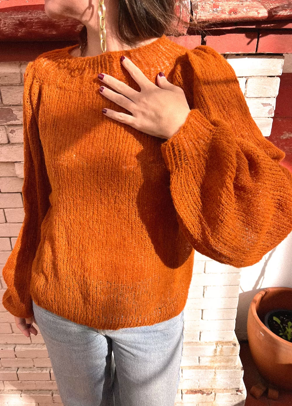 Clearance We Are Knitters Gallery Sweater Kit TouchmeMohairCinnamon