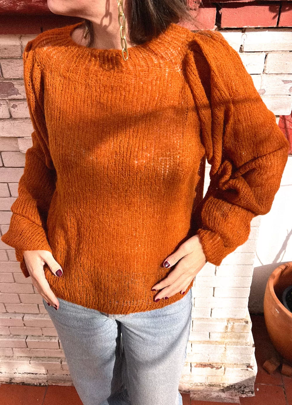 Clearance We Are Knitters Gallery Sweater Kit TouchmeMohairCinnamon