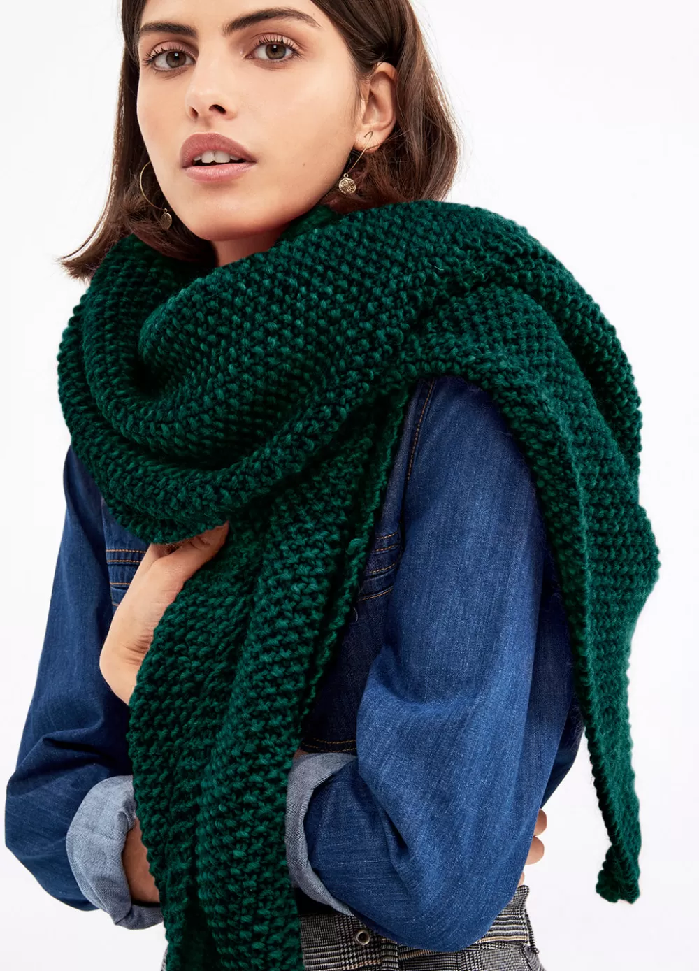 Online We Are Knitters Le Marais Shawl Kit PetiteWoolForestGreen