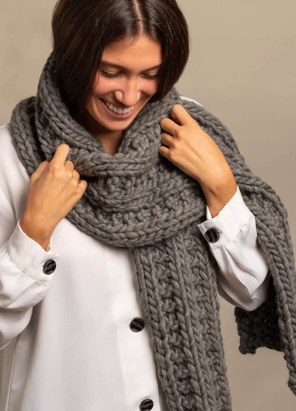 Hot We Are Knitters Nico Scarf Kit TheWoolSpottedGrey