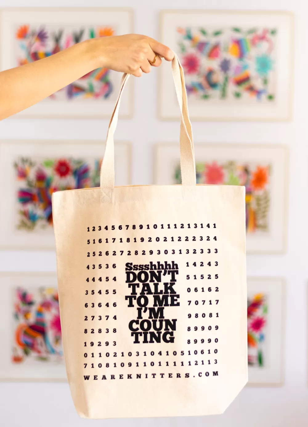 Hot We Are Knitters Tote Bag: Counting