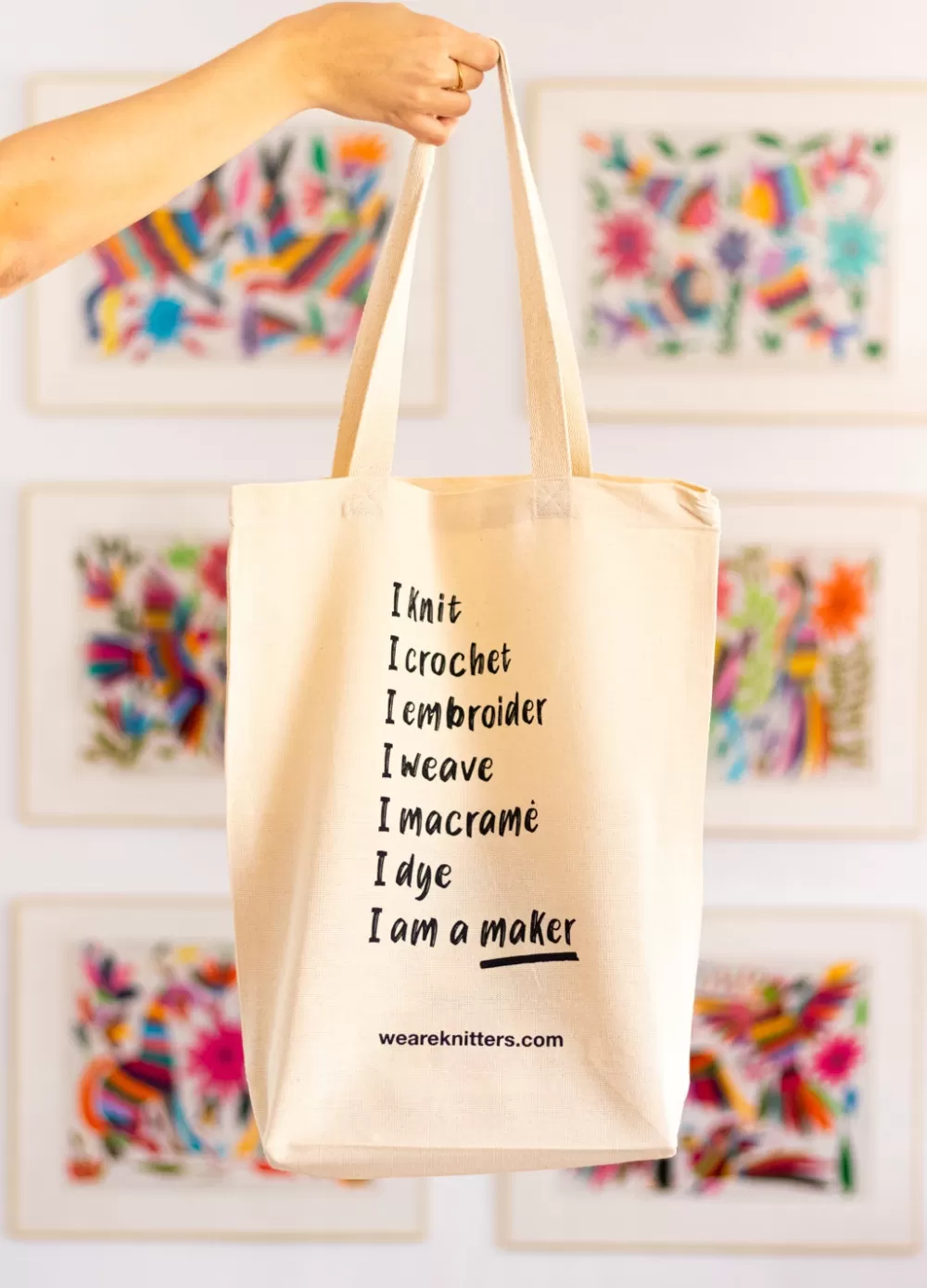 Cheap We Are Knitters Tote Bag: I am a maker