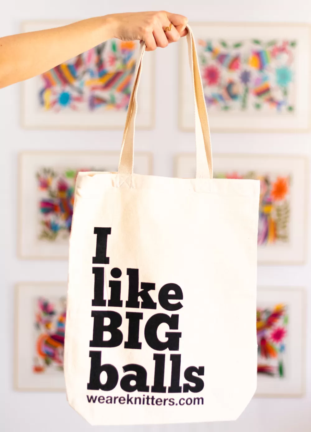 New We Are Knitters Tote Bag: I like big balls